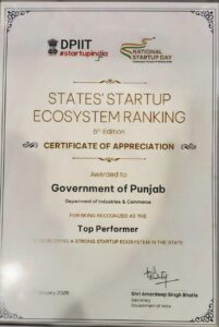 ਭਾਰਤ ਸਰਕਾਰ ਵੱਲੋਂ ਜਾਰੀ ਸੂਬਿਆਂ ਦੀ ਸਟਾਰਟਅੱਪ ਈਕੋਸਿਸਟਮ ਰੈਂਕਿੰਗ ਵਿੱਚ ਪੰਜਾਬ ਫਿਰ ਤੋਂ ਮੋਹਰੀ : ਸੰਜੀਵ ਅਰੋੜਾ